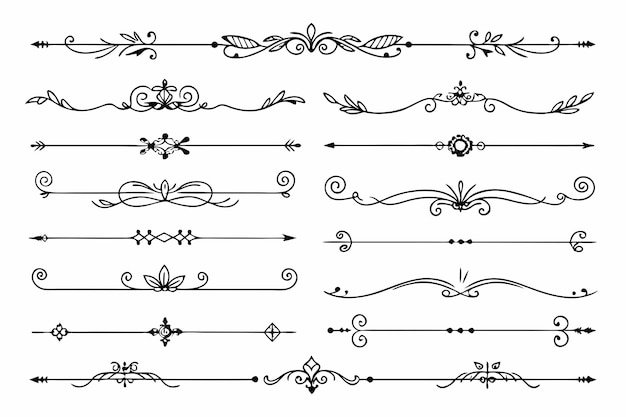 a collection of hand drawn scroll designs