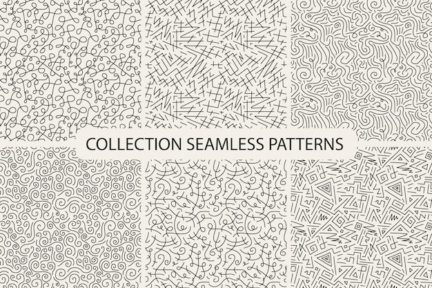 Vector collection of hand drawn seamless patterns