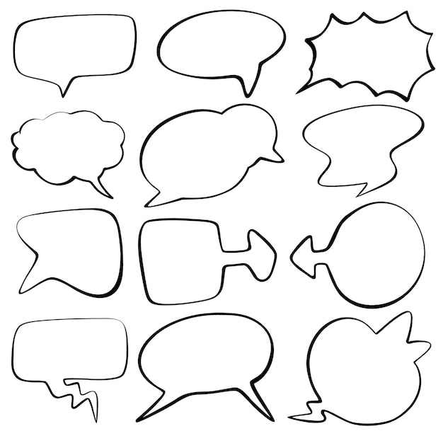 Collection of hand drawn speech bubbles vector design with comic style