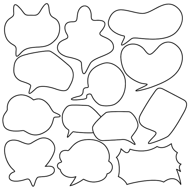 Collection of hand drawn speech bubbles vector design with comic style