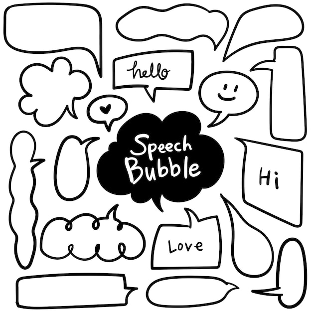 Collection of hand drawn speech bubbles