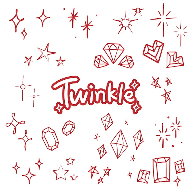 Collection of hand drawn Twinkle and Jewelry.