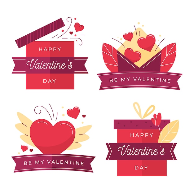 Collection of hand drawn valentine's day badges