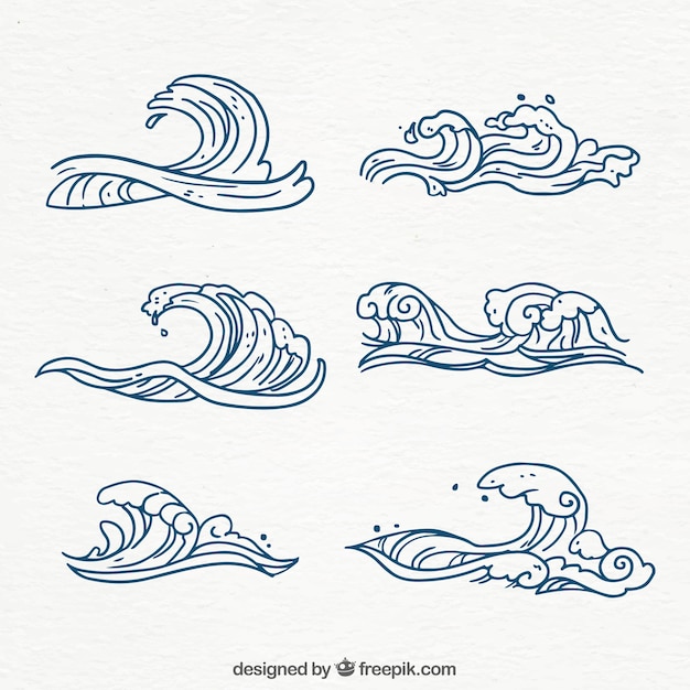 Collection of hand drawn waves