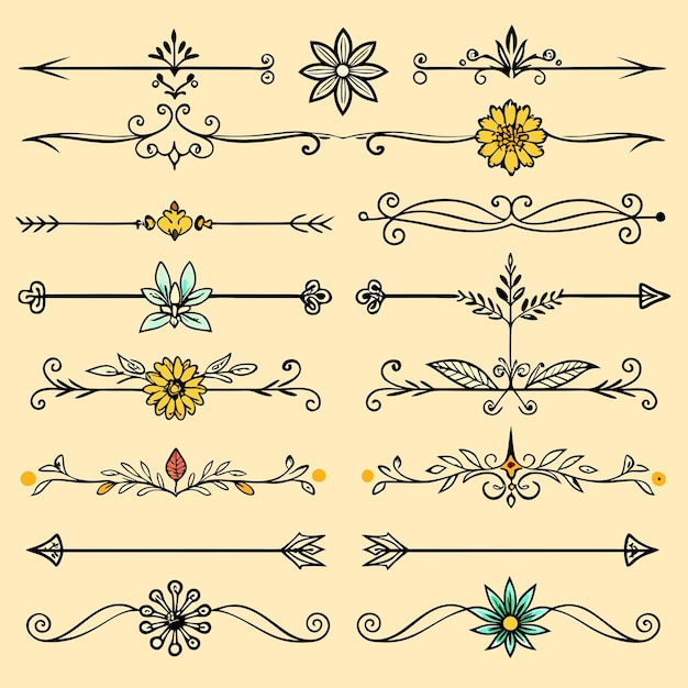 Vector a collection of hand painted and decorated designs