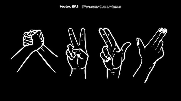 Collection Hand sign Template vector illustration design isolated black background