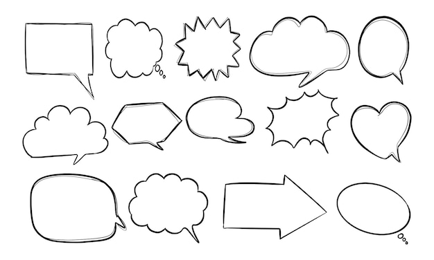 A Collection of HandDrawn Speech Bubbles and Thought Bubbles