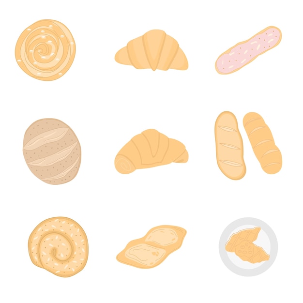 Collection of handrawn elements for bakery