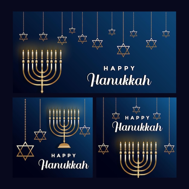 Collection happy hanukkah illustration design