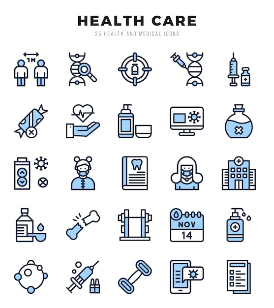 Collection of HEALTH CARE 25 Two Color Icons Pack