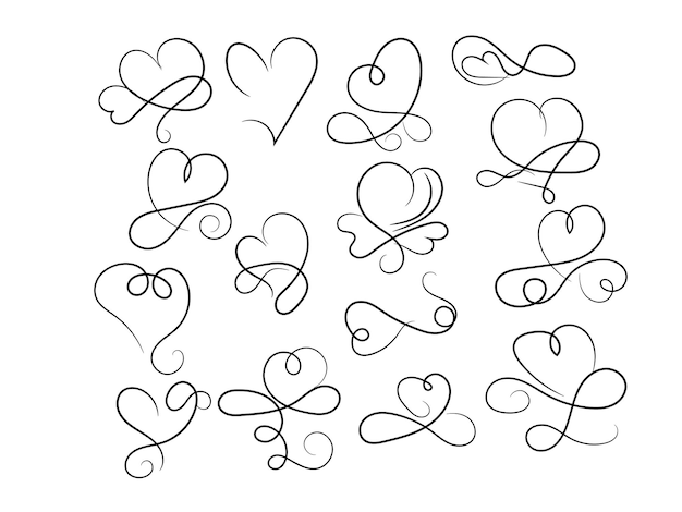 a collection of hearts and a drawing of a heart