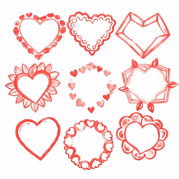 Vector a collection of hearts and flowers with a heart on the bottom