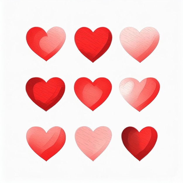 a collection of hearts with a red one that says quot love quot