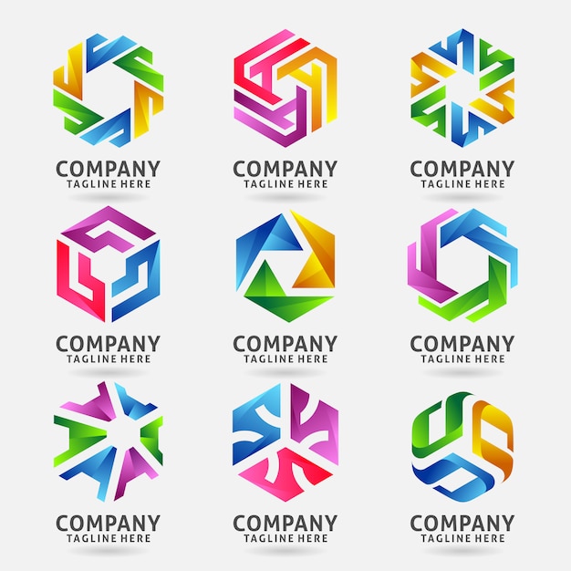 Collection of Hexagonal round business logo design