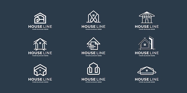 Collection home line logo template creative concept home line art style logo inspiration