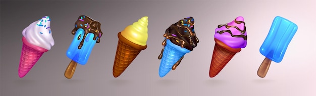 Vector a collection of ice cream cones from the companys