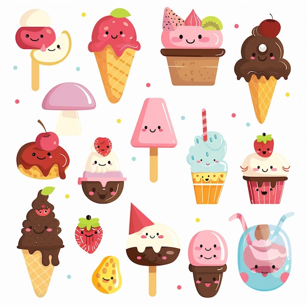 Vector a collection of ice creams including a strawberry strawberry and strawberry ice cream