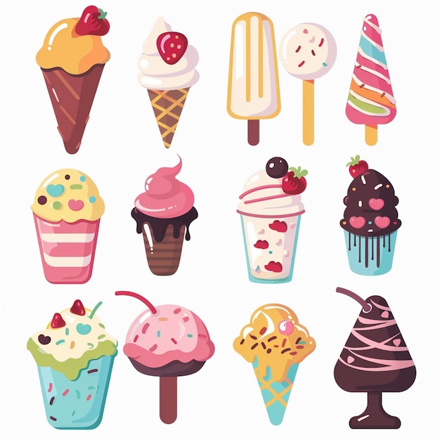 a collection of ice creams with different pictures of different flavors