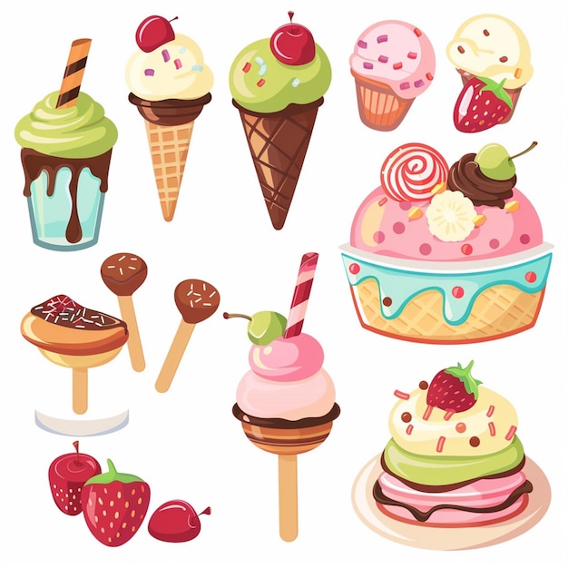 a collection of ice creams with a sticker that says strawberry