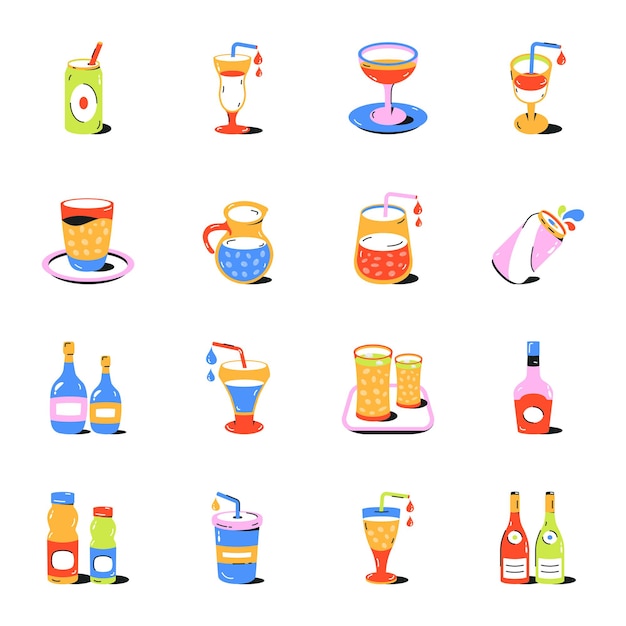 A collection of icons for a bar called the new year