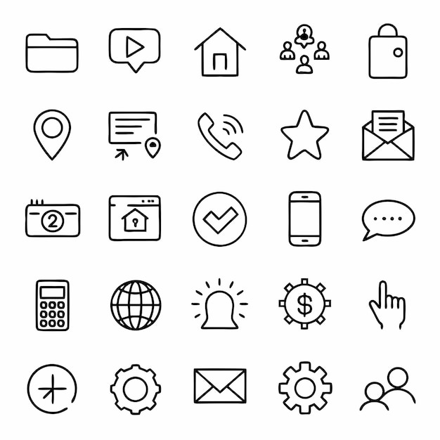 a collection of icons including a phone phone and a web button