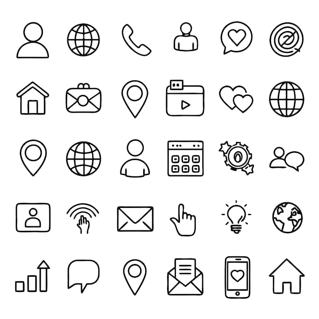 a collection of icons including a phone phone and a web button