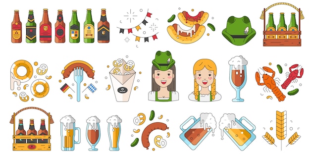 Collection of icons for oktoberfest celebration