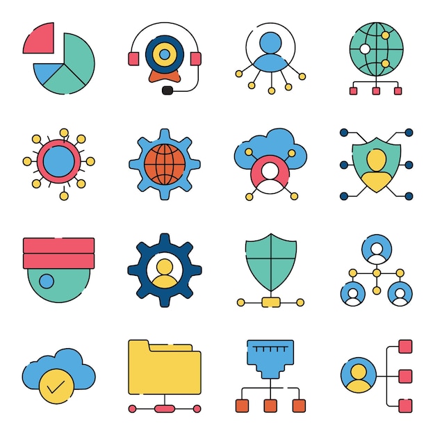 A collection of icons for a web page called the cloud.