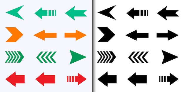 Collection of illustrated arrow signs, direction symbol vector set