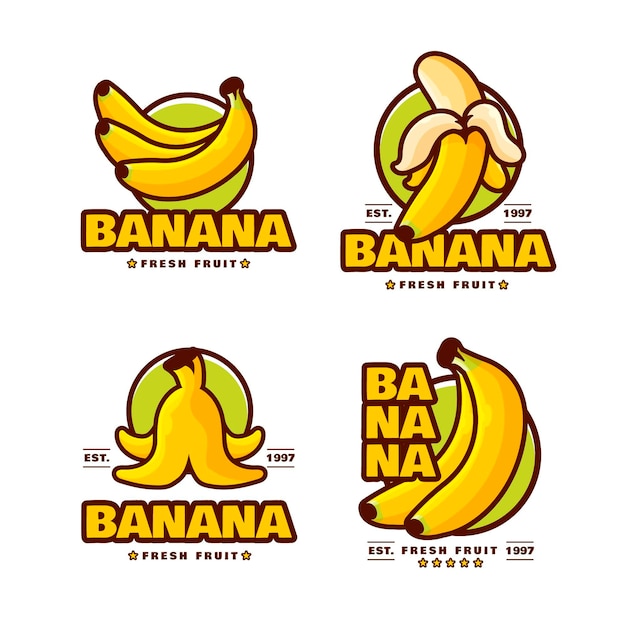 Collection of illustrated banana logos