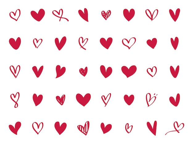 Vector collection of illustrated heart icons