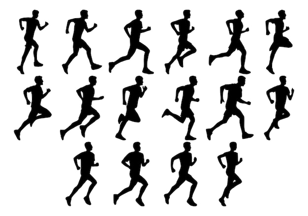 Vector collection of illustration runner silhouettes runner athlete silhouette