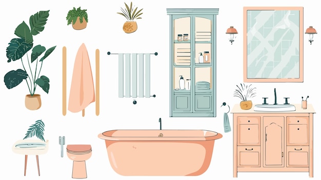 Vector a collection of illustrations for the bathroom and bathroom