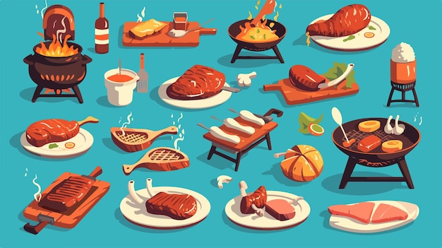 a collection of illustrations of food including a bottle of wine wine and a bottle of wine