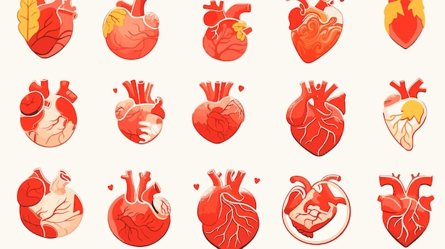 a collection of illustrations for the heart and human heart