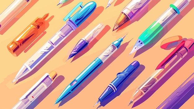 Vector a collection of illustrations of a pen and pencils