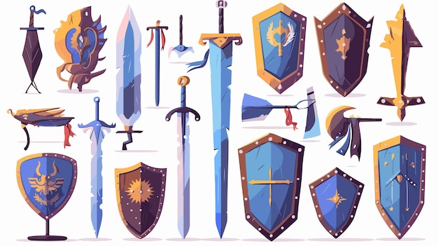 a collection of illustrations of swords and swords