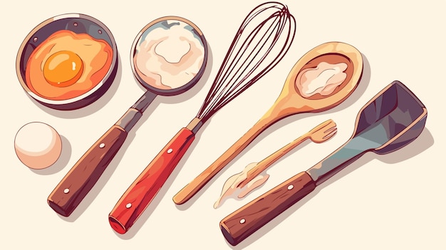 Vector a collection of illustrations of various kitchen utensils