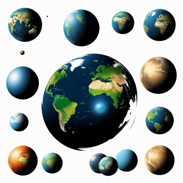 a collection of images of different planets including the earth including one of which is a circle of earth