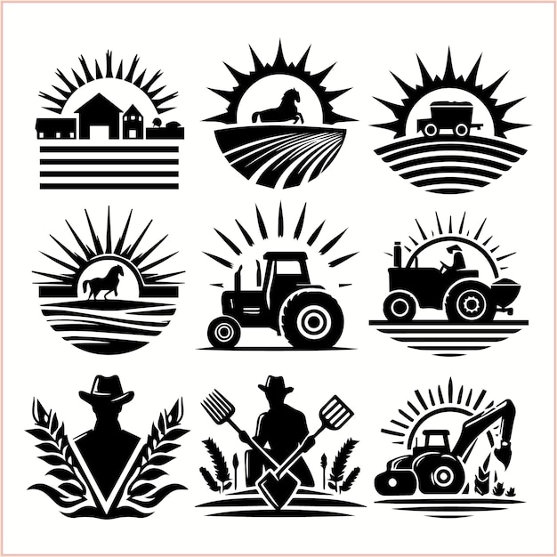 a collection of images of farm life and a tractor