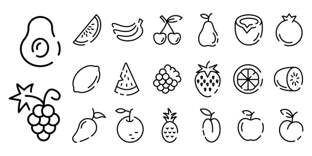 Vector a collection of images of fruits and vegetables