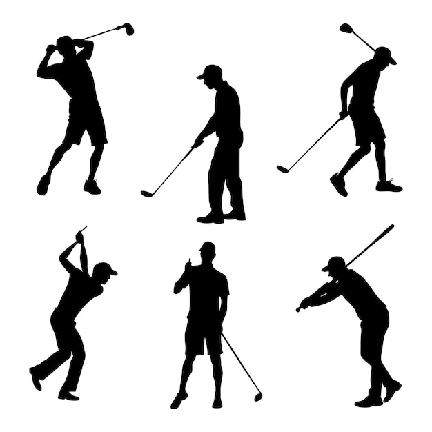 Vector a collection of images of golfers with a white background