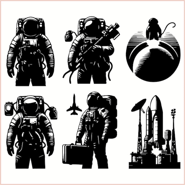 a collection of images including an astronaut an astronaut a space suit and a space suit