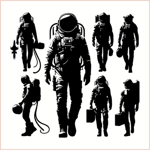 a collection of images of people with a space suit on