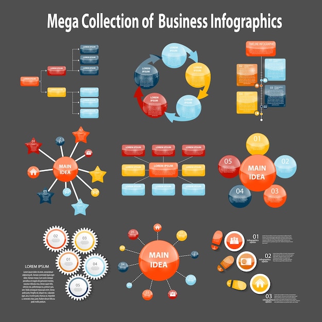 Collection of Infographic Templates for Business Illustration