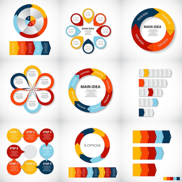 Collection of Infographic Templates for Business Vector Illustration