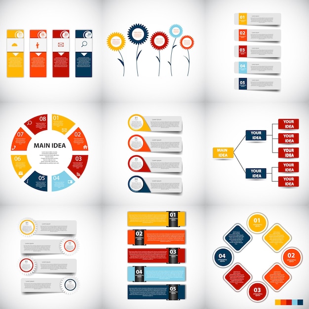 Collection of Infographic Templates for Business Vector Illustration