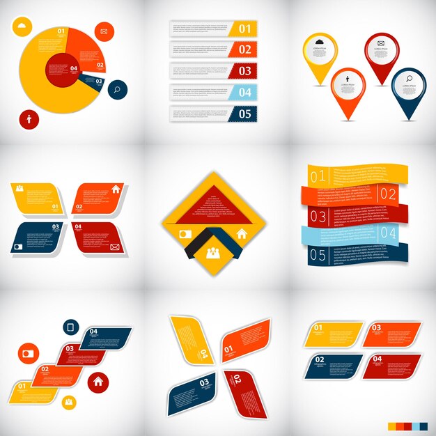 Collection of Infographic Templates for Business Vector Illustration