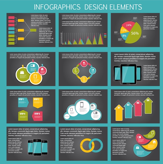 Collection of Infographic Templates for Business Vector Illustration