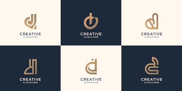 Collection initial d abstract letter mark design for business company. inspiration initial design.